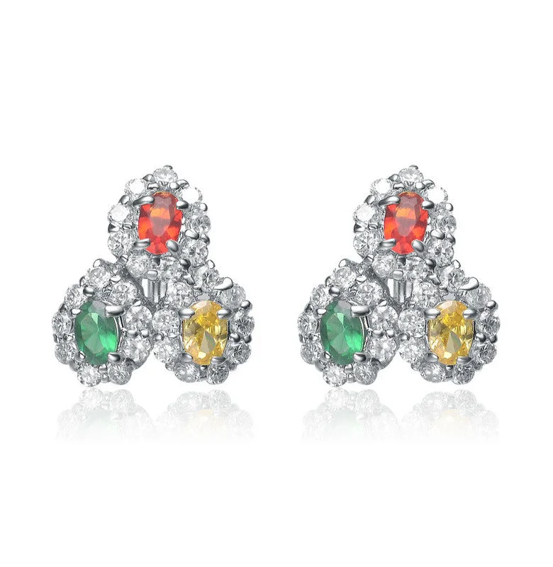 Dazzle In Elegance With Our Biggest Jewelry Sale GENEVIVE Sterling Silver Multicolor Cubic Zirconia Stud Earrings Dazzle In Elegance With Our Biggest Jewelry Sale GENEVIVE Sterling Silver Multicolor Cubic Zirconia Stud Earrings