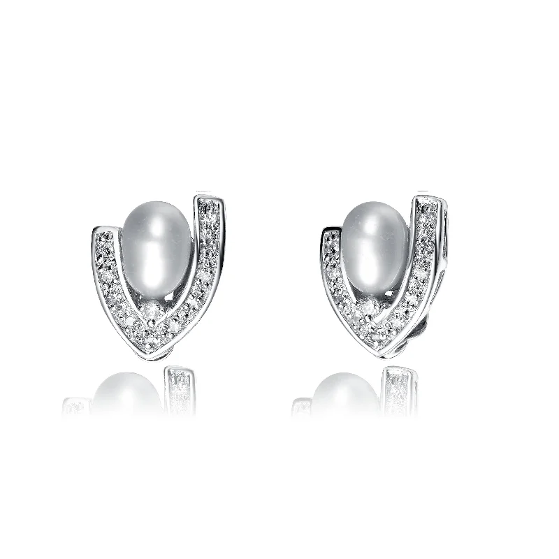 Holiday Jewelry Sale – Perfect Gifts At The Best Prices GENEVIVE Sterling Silver Pearl and Cubic Zirconia Halo Stud Earrings Holiday Jewelry Sale – Perfect Gifts At The Best Prices GENEVIVE Sterling Silver Pearl and Cubic Zirconia Halo Stud Earrings