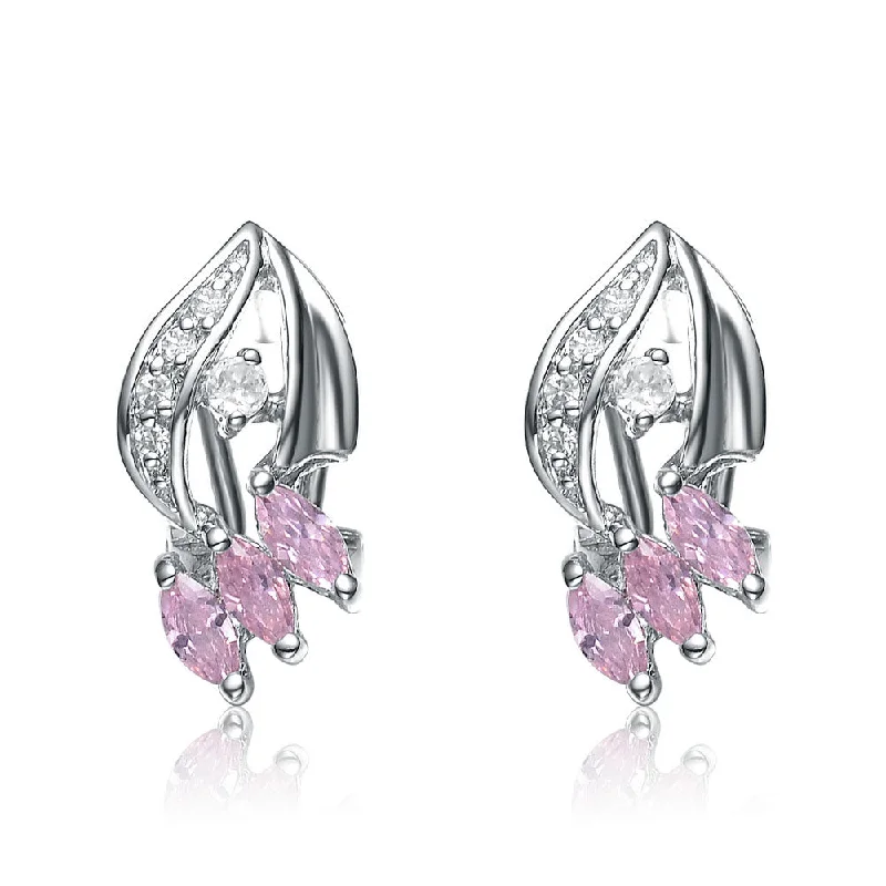 Huge Savings On Timeless Jewelry Collections GENEVIVE Sterling Silver Pink Cubic Zirconia Stud Earrings Huge Savings On Timeless Jewelry Collections GENEVIVE Sterling Silver Pink Cubic Zirconia Stud Earrings
