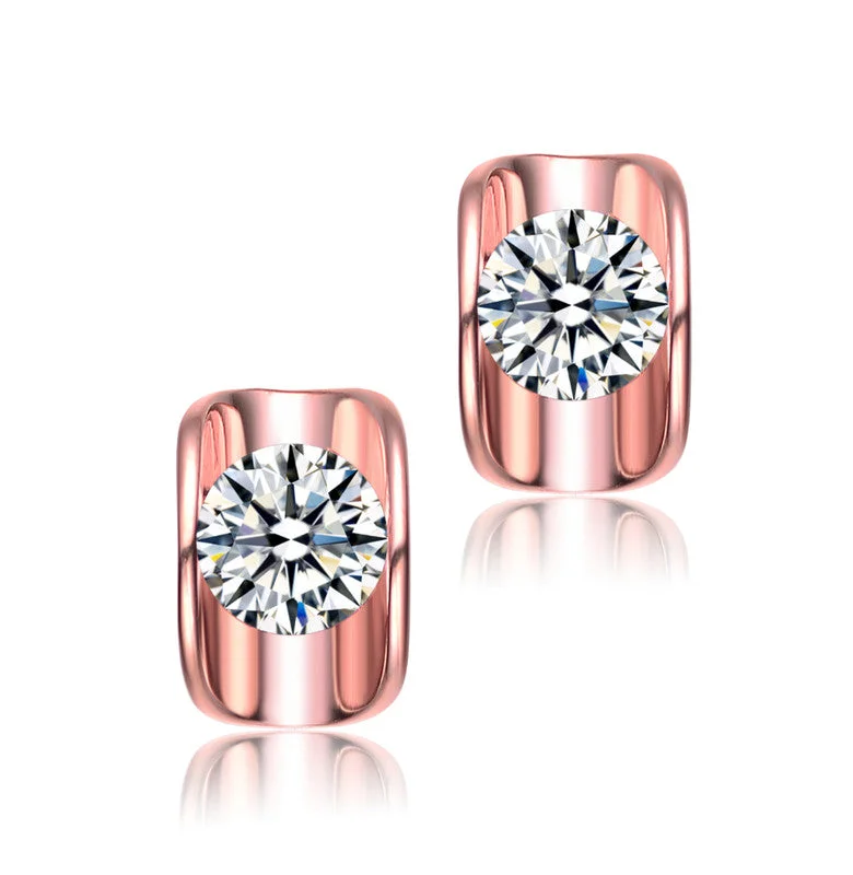 Once-A-Year Jewelry Sale – Grab Your Favorites Now GENEVIVE Sterling Silver Rose Gold Plated Cubic Zirconia Geometrical Stud Earrings Once-A-Year Jewelry Sale – Grab Your Favorites Now GENEVIVE Sterling Silver Rose Gold Plated Cubic Zirconia Geometrical Stud Earrings