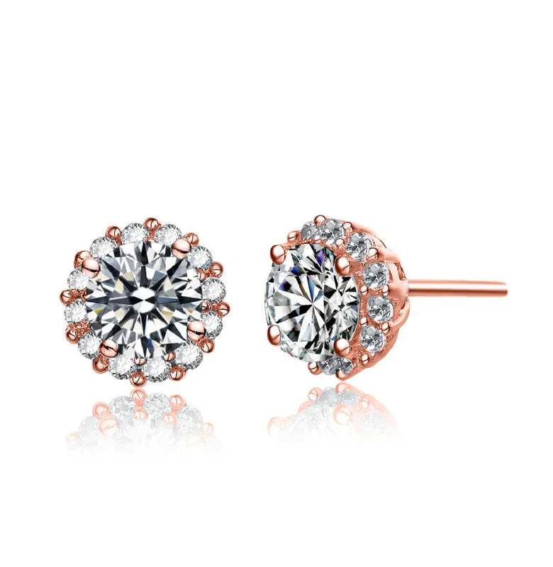 Trending Jewelry Now At Unbeatable Prices GENEVIVE Sterling Silver Rose Gold Plated Cubic Zirconia Round Stud Earrings Trending Jewelry Now At Unbeatable Prices GENEVIVE Sterling Silver Rose Gold Plated Cubic Zirconia Round Stud Earrings