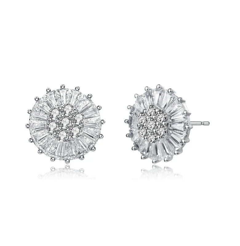 Discounted Jewelry For A Glamorous Look GENEVIVE Sterling Silver Round and Baguette Cubic Zirconia Stud Earrings Discounted Jewelry For A Glamorous Look GENEVIVE Sterling Silver Round and Baguette Cubic Zirconia Stud Earrings