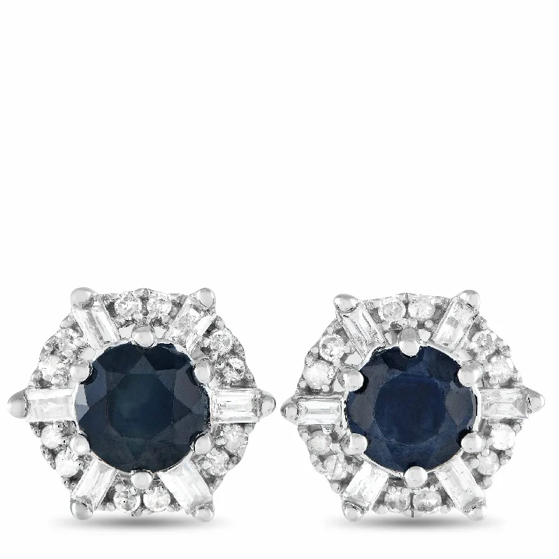 Limited-Time Offer On Elegant Jewelry Pieces LB Exclusive 14K White Gold 0.15ct Diamond and Sapphire Stud Earrings ER28419 Limited-Time Offer On Elegant Jewelry Pieces LB Exclusive 14K White Gold 0.15ct Diamond and Sapphire Stud Earrings ER28419