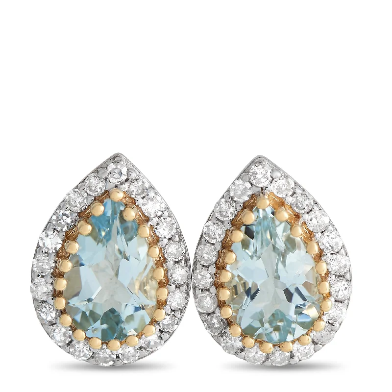 Shop Dazzling Jewelry At The Best Prices LB Exclusive 14K Yellow Gold 0.17ct Diamond and Aquamarine Pear Halo Stud Earrings ER4-15272YAQ Shop Dazzling Jewelry At The Best Prices LB Exclusive 14K Yellow Gold 0.17ct Diamond and Aquamarine Pear Halo Stud Earrings ER4-15272YAQ