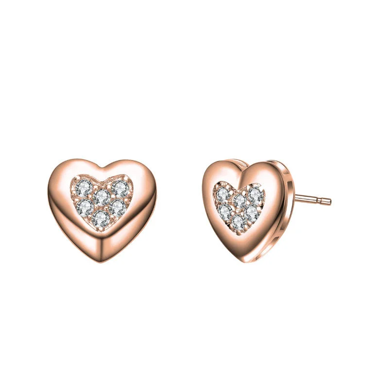 Trendy Minimalist Jewelry For Everyday Wear Lovely Heart Stud Earrings with Clear Cubic Zirconia Trendy Minimalist Jewelry For Everyday Wear Lovely Heart Stud Earrings with Clear Cubic Zirconia