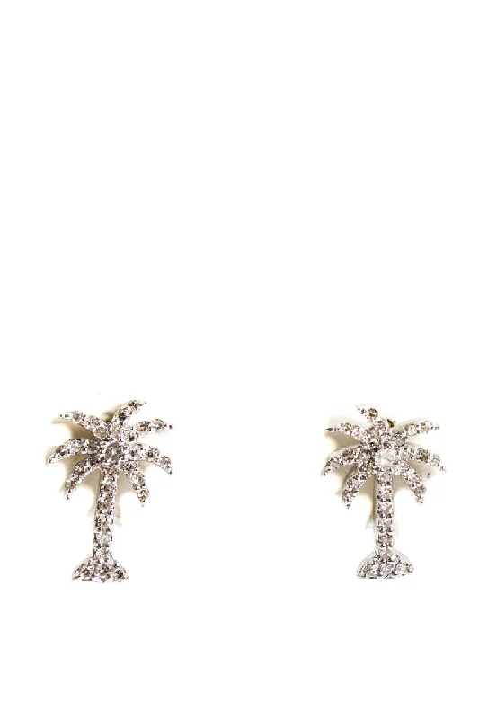 Chic And Stylish Jewelry At Exclusive Prices Rarities Womens Sterling Silver Diamond Palm Tree Stud Earrings 0.5" Less Than 1 Gram Chic And Stylish Jewelry At Exclusive Prices Rarities Womens Sterling Silver Diamond Palm Tree Stud Earrings 0.5" Less Than 1 Gram