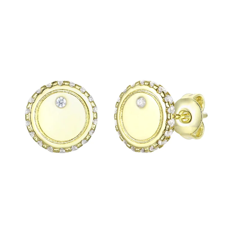 Grab Your Dream Jewelry At The Lowest Prices Rg 14k Gold Plated with Diamond Cubic Zirconia Pave Button Stud Earrings Grab Your Dream Jewelry At The Lowest Prices Rg 14k Gold Plated with Diamond Cubic Zirconia Pave Button Stud Earrings