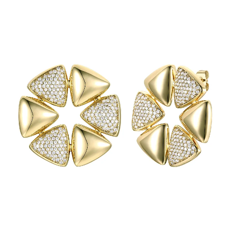 Affordable Elegance – Special Jewelry Sale Now Live Rg Large 14k Gold Plated with Diamond Cubic Zirconia Pave Modern Abstract Flower Stud Earrings Affordable Elegance – Special Jewelry Sale Now Live Rg Large 14k Gold Plated with Diamond Cubic Zirconia Pave Modern Abstract Flower Stud Earrings
