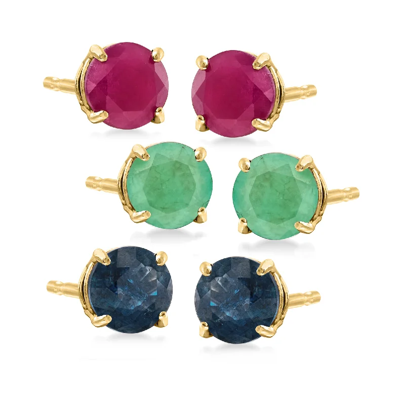 Get Your Favorite Jewelry At The Best Price Ross-Simons Multi-Gemstone Jewelry Set: 3 Pairs Of Stud Earrings in 14kt Yellow Gold Get Your Favorite Jewelry At The Best Price Ross-Simons Multi-Gemstone Jewelry Set: 3 Pairs Of Stud Earrings in 14kt Yellow Gold