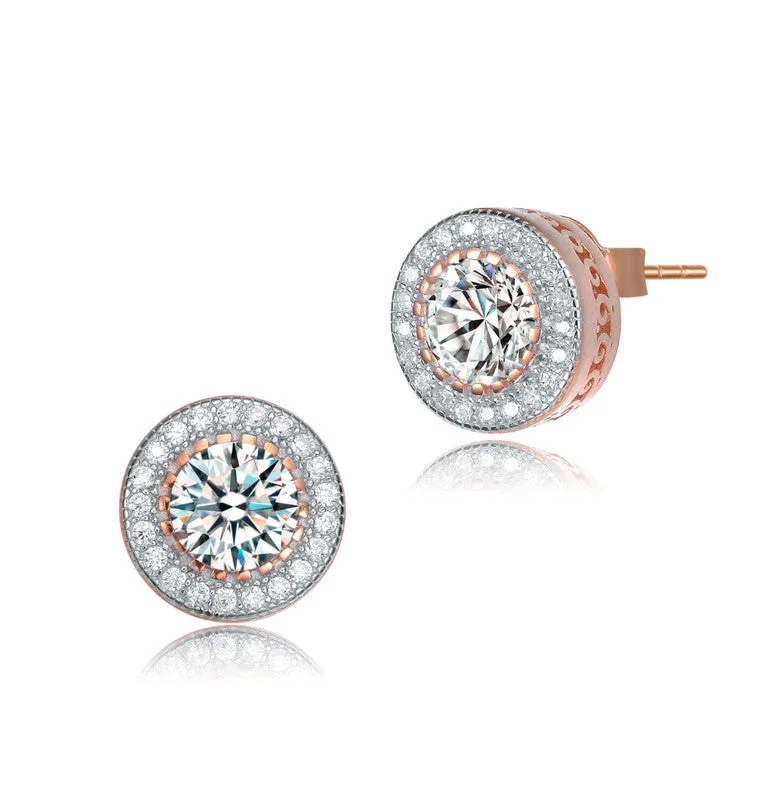 Customized Silver Jewelry For Unique Style Round Halo Stud Earrings with Clear Cubic Zirconia Customized Silver Jewelry For Unique Style Round Halo Stud Earrings with Clear Cubic Zirconia