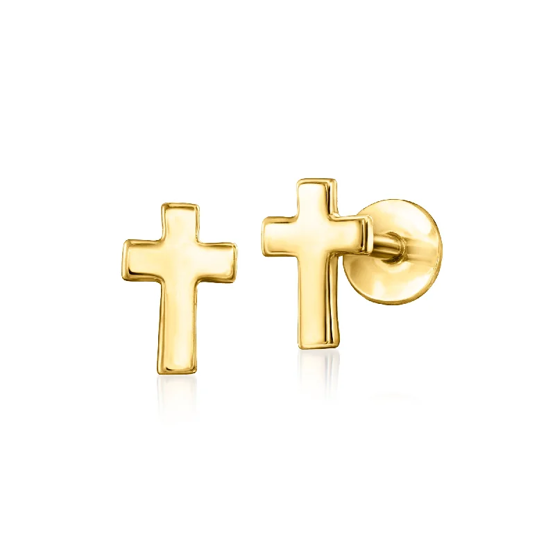 Elegant Designs, Unbeatable Discounts – Shop Jewelry Now RS Pure by Ross-Simons 14kt Yellow Gold Cross Flat-Back Stud Earrings Elegant Designs, Unbeatable Discounts – Shop Jewelry Now RS Pure by Ross-Simons 14kt Yellow Gold Cross Flat-Back Stud Earrings