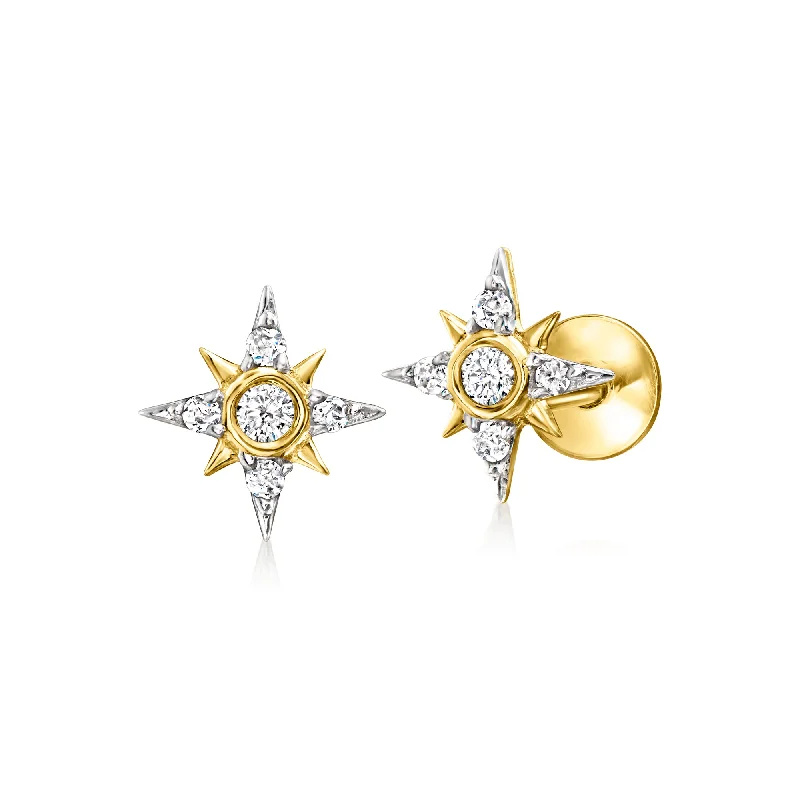 Elegant Necklaces And Bracelets At Limited-Time Offers RS Pure by Ross-Simons Diamond Star Flat-Back Stud Earrings in 14kt Yellow Gold Elegant Necklaces And Bracelets At Limited-Time Offers RS Pure by Ross-Simons Diamond Star Flat-Back Stud Earrings in 14kt Yellow Gold