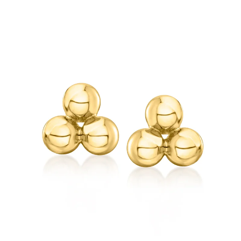 Gorgeous Jewelry, Limited-Time Savings RS Pure by Ross-Simons Italian 14kt Yellow Gold Triple-Bead Stud Earrings Gorgeous Jewelry, Limited-Time Savings RS Pure by Ross-Simons Italian 14kt Yellow Gold Triple-Bead Stud Earrings