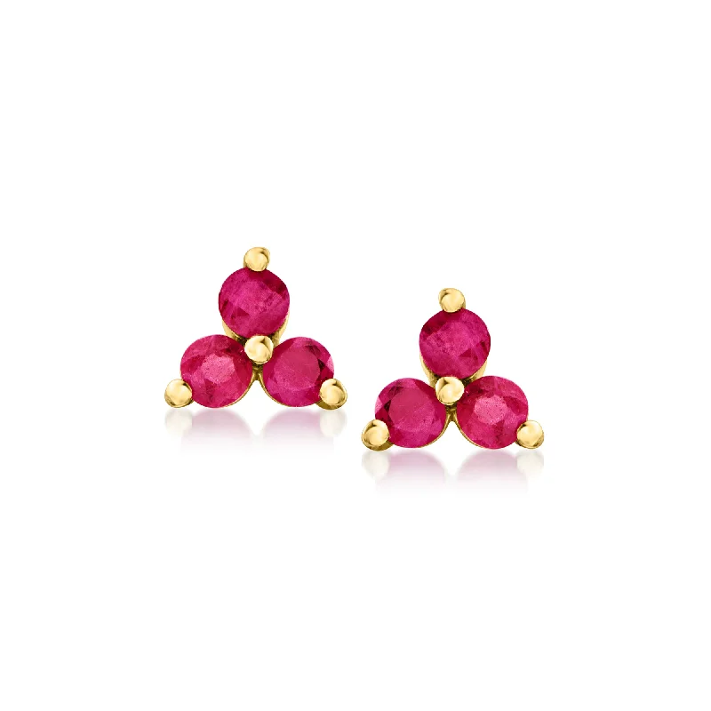 Bohemian-Inspired Jewelry For Free-Spirited Fashion RS Pure by Ross-Simons Ruby Stud Earrings in 14kt Yellow Gold Bohemian-Inspired Jewelry For Free-Spirited Fashion RS Pure by Ross-Simons Ruby Stud Earrings in 14kt Yellow Gold