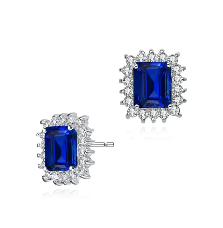 Handmade Pearl Jewelry For Timeless Elegance Square Stud Earrings with Colored Cubic Zirconia Handmade Pearl Jewelry For Timeless Elegance Square Stud Earrings with Colored Cubic Zirconia