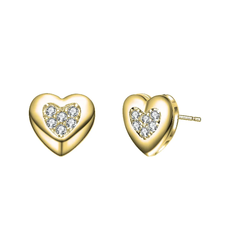 Luxury Jewelry Now At Special Promotional Rates Sterling Silver 14k Yellow Gold Plated with 0.18ctw Lab Created Moissanite Pave Heart Stud Earrings Luxury Jewelry Now At Special Promotional Rates Sterling Silver 14k Yellow Gold Plated with 0.18ctw Lab Created Moissanite Pave Heart Stud Earrings