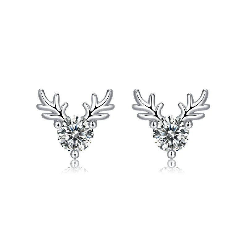 Special Offers On Handcrafted And Designer Jewelry Sterling Silver with 0.30ctw Lab Created Moissanite Antler Stud Earrings