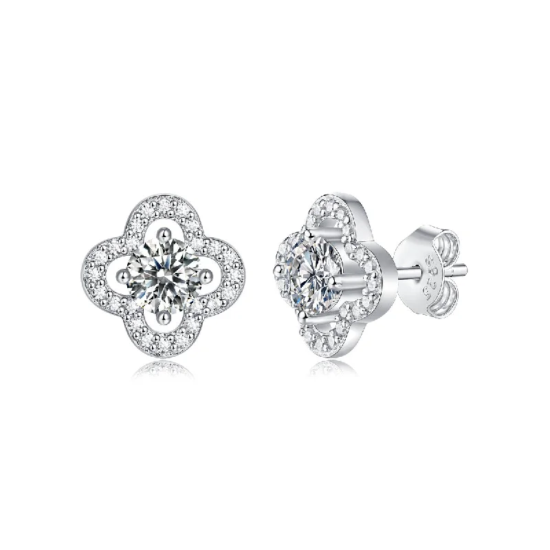 Best Jewelry Deals – Premium Quality At Exclusive Discounts Sterling Silver with 0.50ctw Lab Created Moissanite Four-Leaf Halo Cluster Stud Earrings Best Jewelry Deals – Premium Quality At Exclusive Discounts Sterling Silver with 0.50ctw Lab Created Moissanite Four-Leaf Halo Cluster Stud Earrings