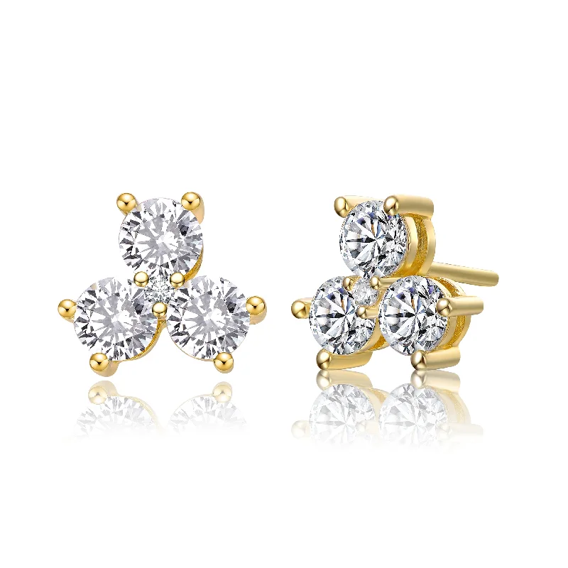 Buy More, Save More On Stunning Jewelry Pieces Sterling Silver With 14k Gold Plated Round Cubic Zirconia Clover Stud Earrings Buy More, Save More On Stunning Jewelry Pieces Sterling Silver With 14k Gold Plated Round Cubic Zirconia Clover Stud Earrings