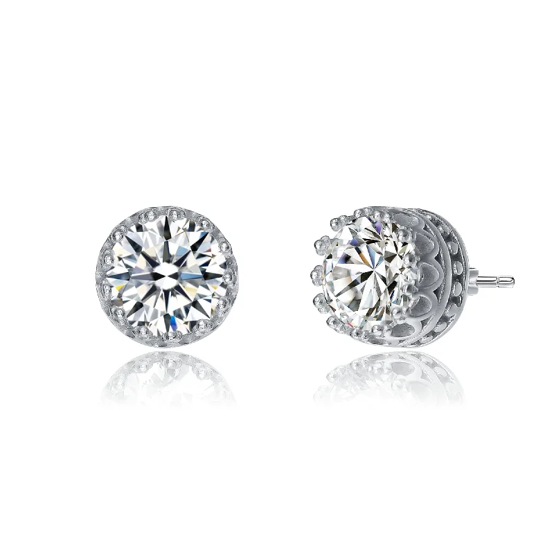 Limited Stock On Premium Jewelry At Low Prices Sterling Silver with 2.40ctw Lab Created Moissanite Solitaire Princess Queen Crown Stud Earrings Limited Stock On Premium Jewelry At Low Prices Sterling Silver with 2.40ctw Lab Created Moissanite Solitaire Princess Queen Crown Stud Earrings