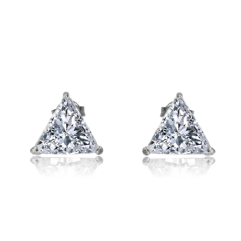 Clearance Sale On High-End Jewelry Collections Sterling Silver with 4ctw Lab Created Trillion Triangle Modern Stud Earrings Clearance Sale On High-End Jewelry Collections Sterling Silver with 4ctw Lab Created Trillion Triangle Modern Stud Earrings