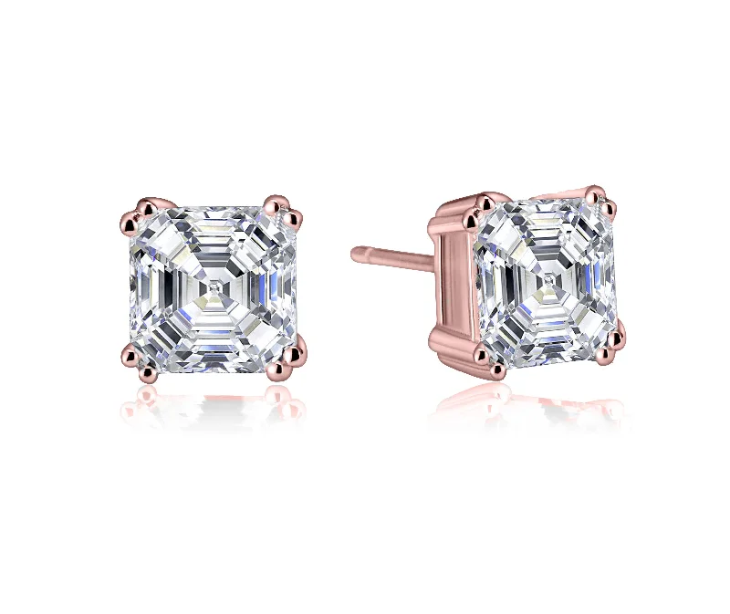 Eco-Friendly Sustainable Jewelry For Conscious Buyers Sterling Silver with Clear Cubic Zirconia Asscher-Cut Stud Earrings Eco-Friendly Sustainable Jewelry For Conscious Buyers Sterling Silver with Clear Cubic Zirconia Asscher-Cut Stud Earrings