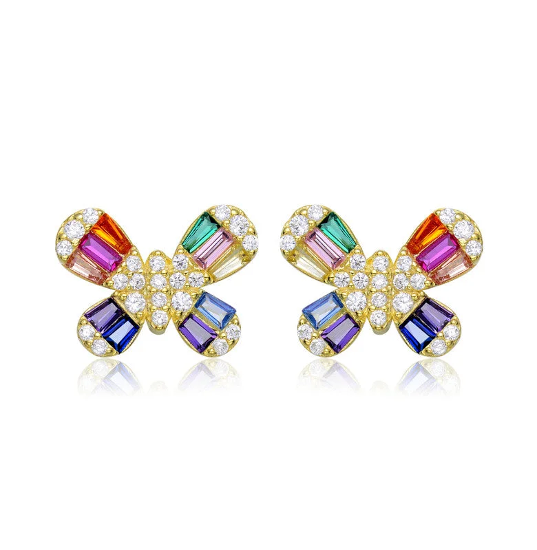 Buy More, Save More On Stunning Jewelry Pieces Sterling Silver with Colored Baguette Cubic Zirconia Butterfly Stud Earrings Buy More, Save More On Stunning Jewelry Pieces Sterling Silver with Colored Baguette Cubic Zirconia Butterfly Stud Earrings
