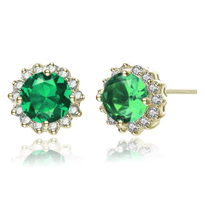 Premium Jewelry Now Available At Special Discounts Sterling Silver with Colored Cubic Zirconia Button Stud Earrings