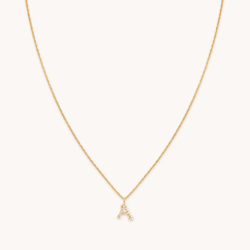 Elegant Jewelry Pieces At Unbelievable Prices A Initial Pavé Pendant Necklace in Gold
