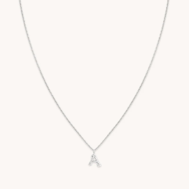 Shop Handcrafted Jewelry At Special Promotional Rates A Initial Pavé Pendant Necklace in Silver