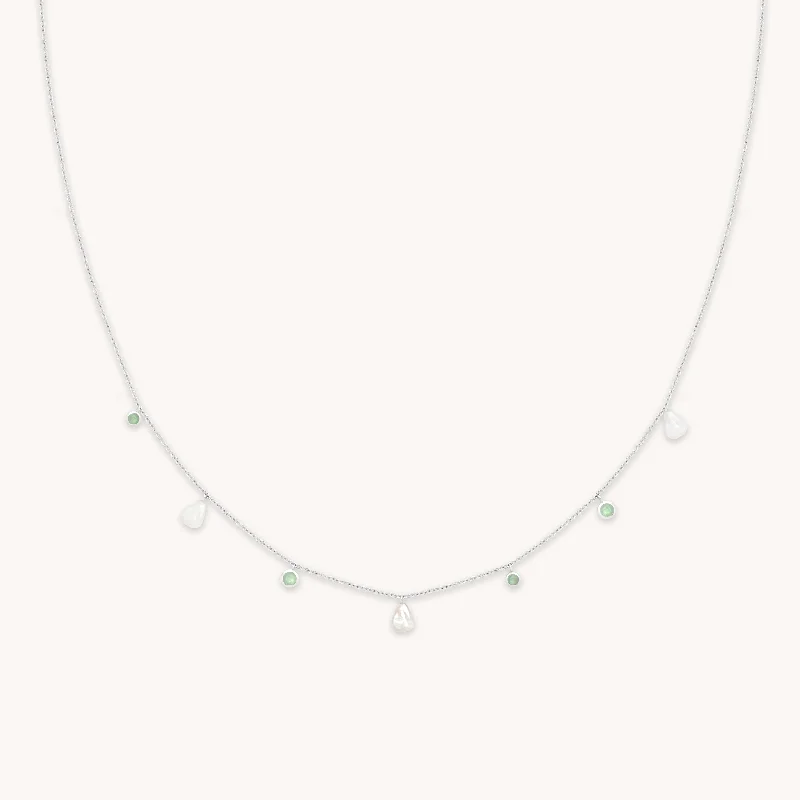 Upgrade Your Jewelry Collection For Less Aqua & Pearl Charm Necklace in Silver