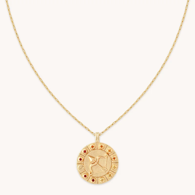 The Ultimate Jewelry Sale – Shop Premium Styles Sagittarius Bold Zodiac Pendant Necklace in Gold