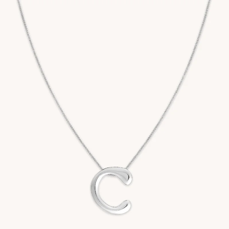 Get The Sparkle You Love At Prices You Adore C Initial Bold Pendant Necklace in Silver Get The Sparkle You Love At Prices You Adore C Initial Bold Pendant Necklace in Silver