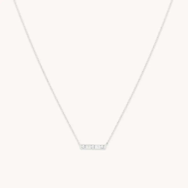 Exclusive Jewelry Sale – Sparkle For Less Cosmic Star Topaz Bar Necklace in Solid White Gold