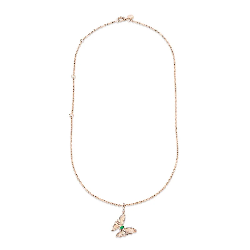 Shop High-Quality Jewelry At Jaw-Dropping Discounts EMERALD BUTTERFLY PENDANT NECKLACE