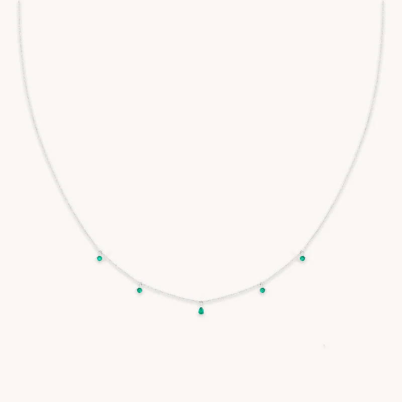 Jewelry Clearance – Final Chance To Save Big Emerald Charm Necklace in Solid White Gold