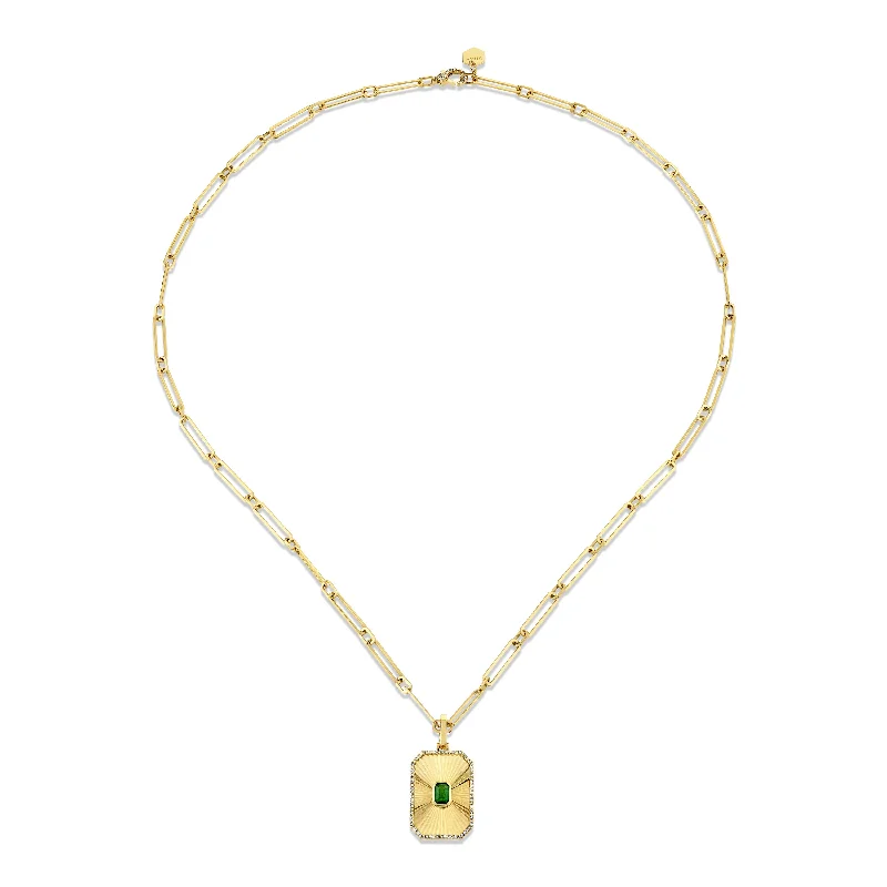 Jewelry Sale Bonanza – Grab Your Sparkle Now EMERALD RADIANT DECO PENDANT NECKLACE