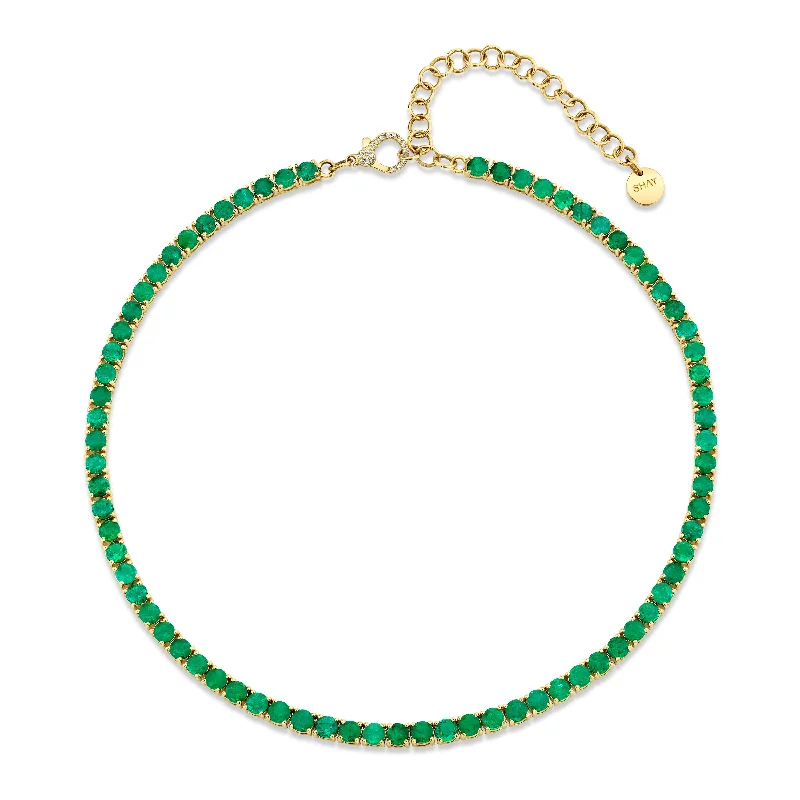 Shop Jewelry That Shines Without The High Price EMERALD ROUND TENNIS NECKLACE