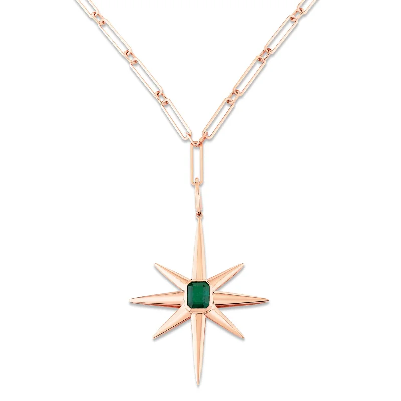 Big Discounts On Elegant Jewelry Collections EMERALD STARBURST PENDANT NECKLACE