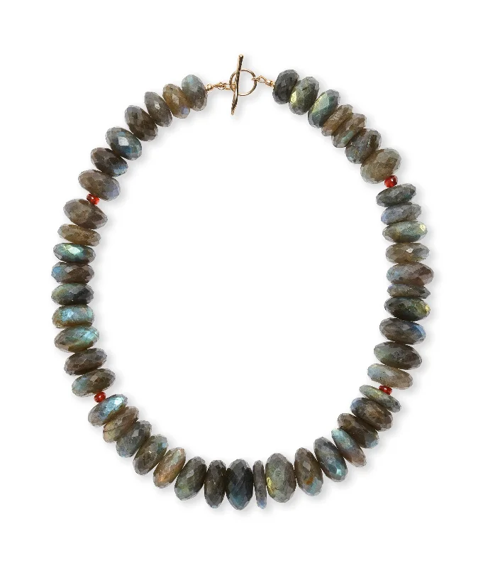 Bestselling Jewelry At Special Promotional Rates Extra Large Labradorite & Garnet 14k Gold Necklace