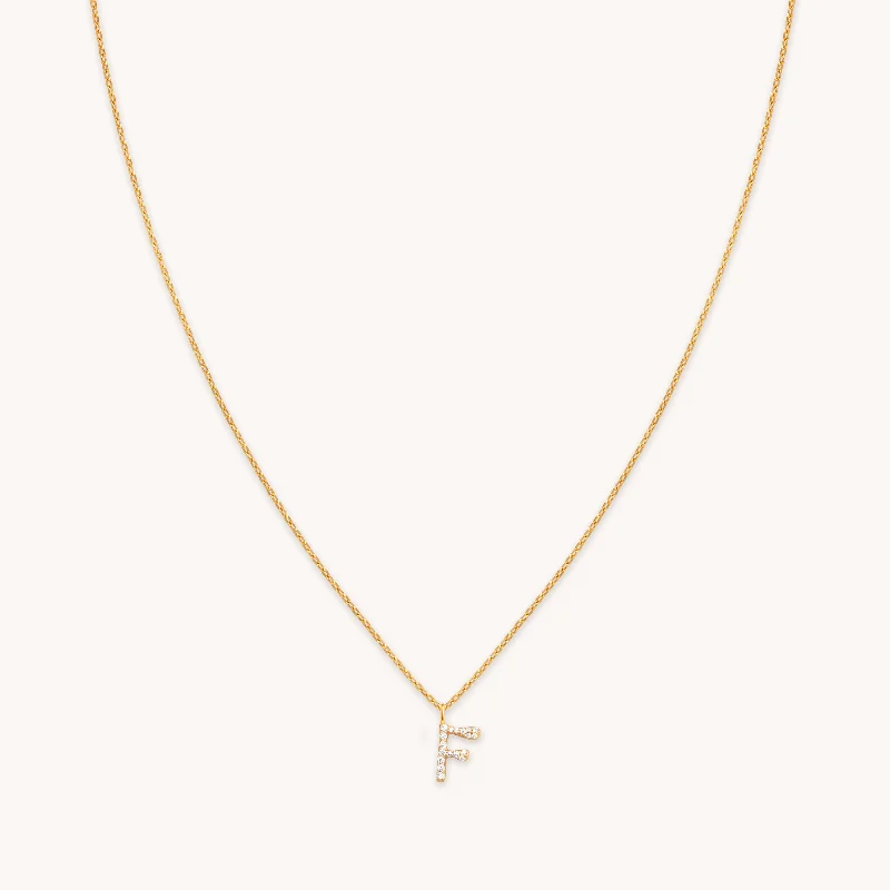 Shop Stylish Jewelry Now And Save Big F Initial Pavé Pendant Necklace in Gold