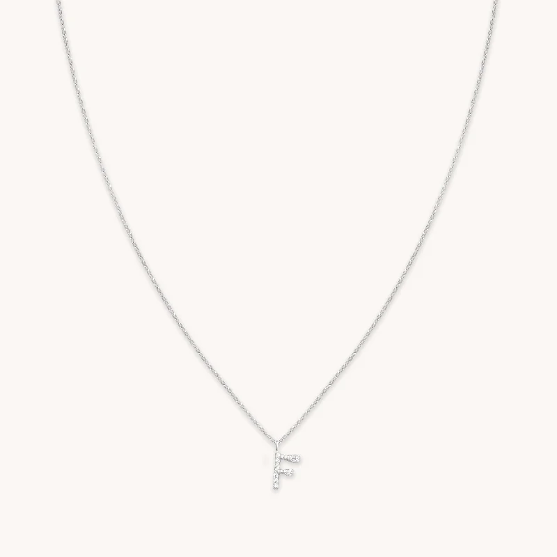 Exclusive Gemstone Jewelry Markdowns – Shop Now F Initial Pavé Pendant Necklace in Silver