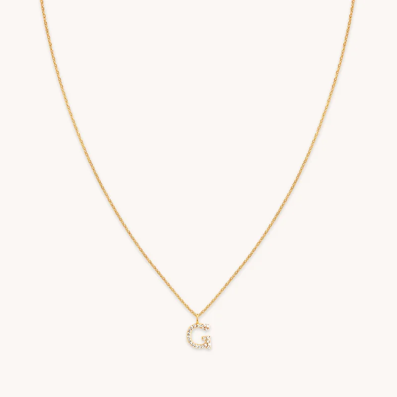 Special Jewelry Deals – Upgrade Your Collection G Initial Pavé Pendant Necklace in Gold
