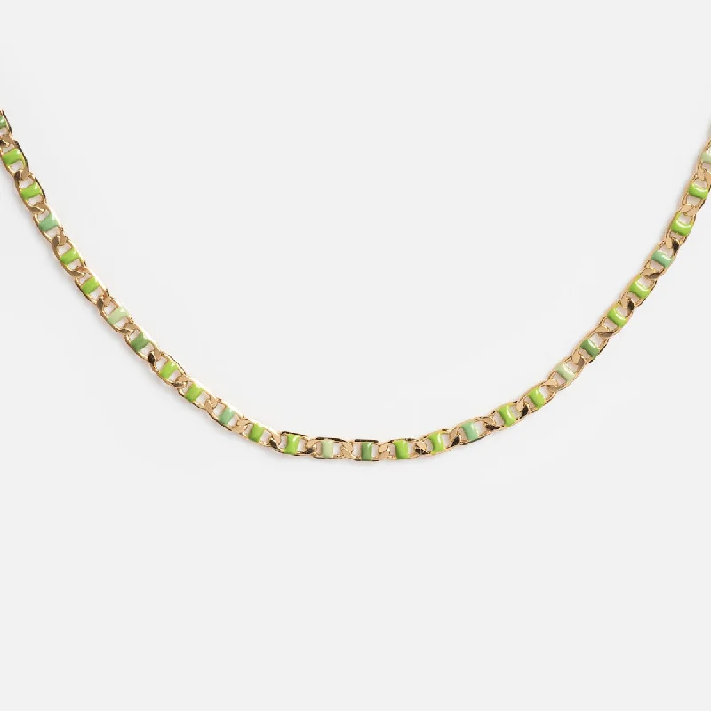 Exclusive Jewelry Discounts – Shop Now For Savings Green Enamel Chain Necklace