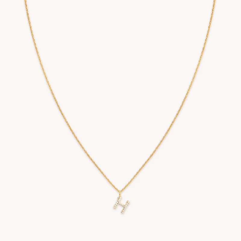 Buy More, Save More On Stunning Jewelry Pieces H Initial Pavé Pendant Necklace in Gold