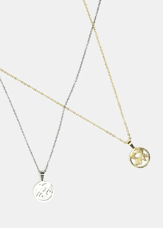 Shop Stylish Jewelry Now And Save Big Heart & "LOVE" in Circle Necklace with Stud Earrings