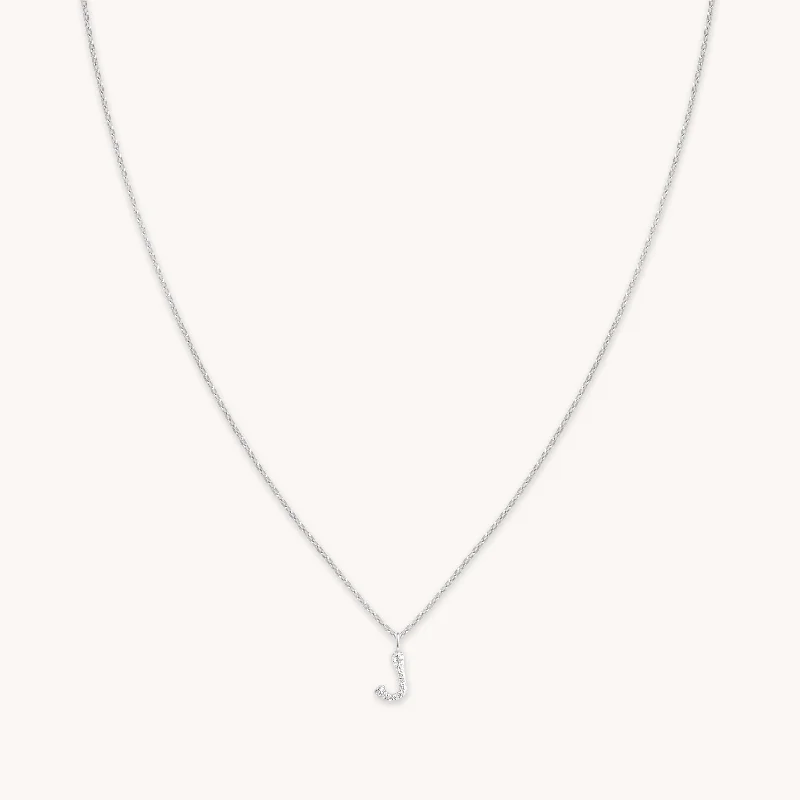 Fine Jewelry, Limited-Time Offers Available J Initial Pavé Pendant Necklace in Silver