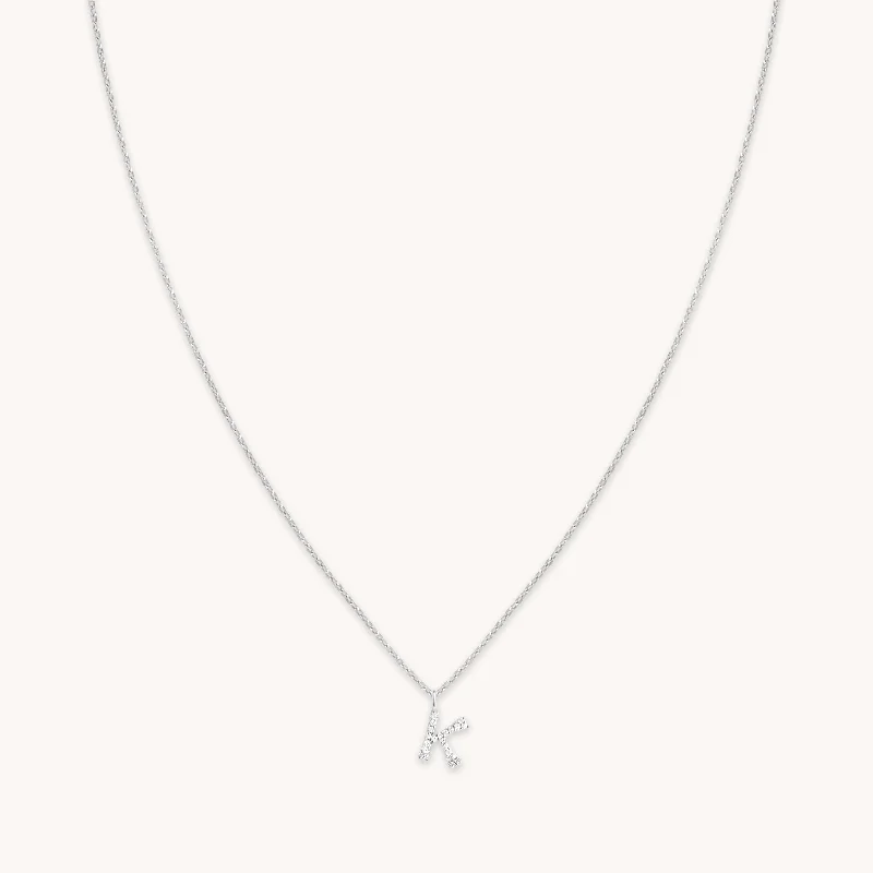 Jewelry Clearance Sale – Final Reductions K Initial Pavé Pendant Necklace in Silver