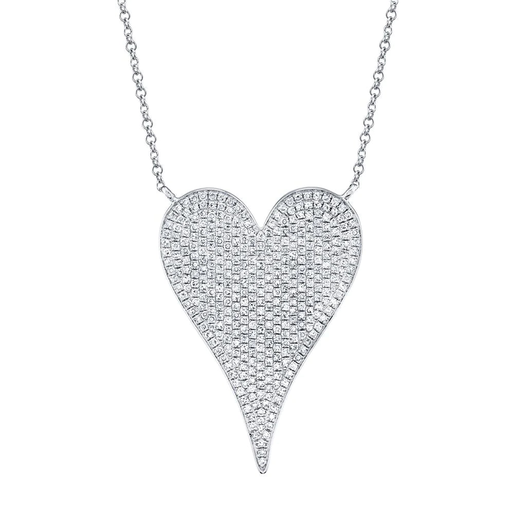 Elegant Rose Gold Jewelry For A Stylish Touch Shy Creation 'Amor' Pave Diamond Heart Necklace - Large