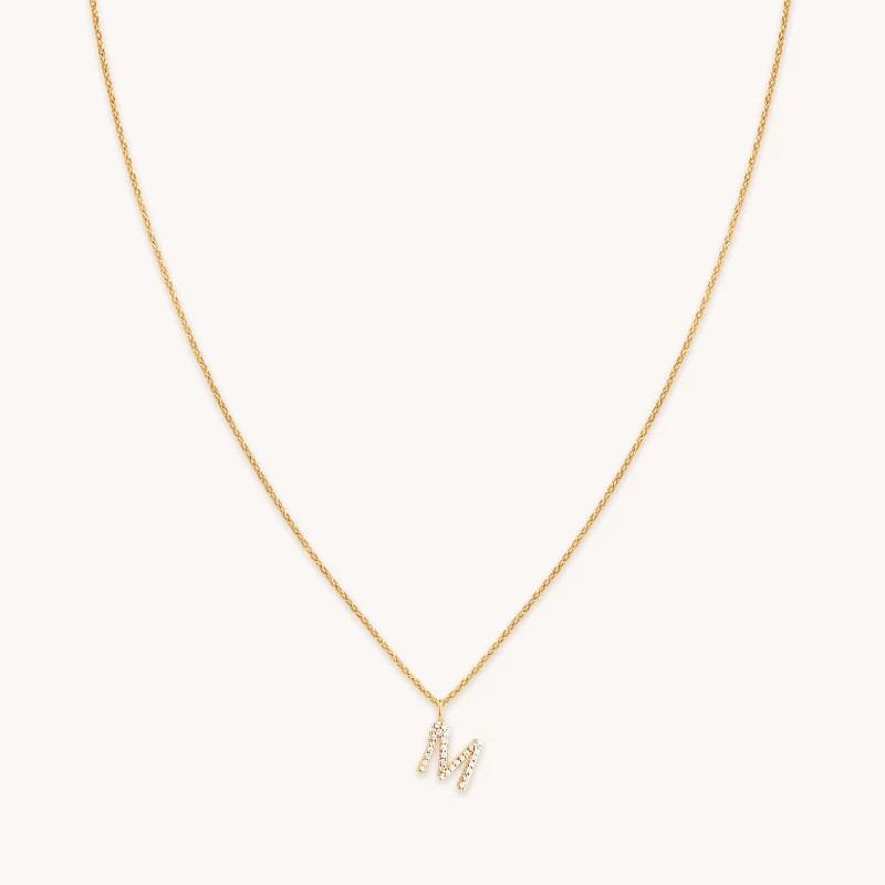 Get Your Favorite Jewelry At The Best Price M Initial Pavé Pendant Necklace in Gold